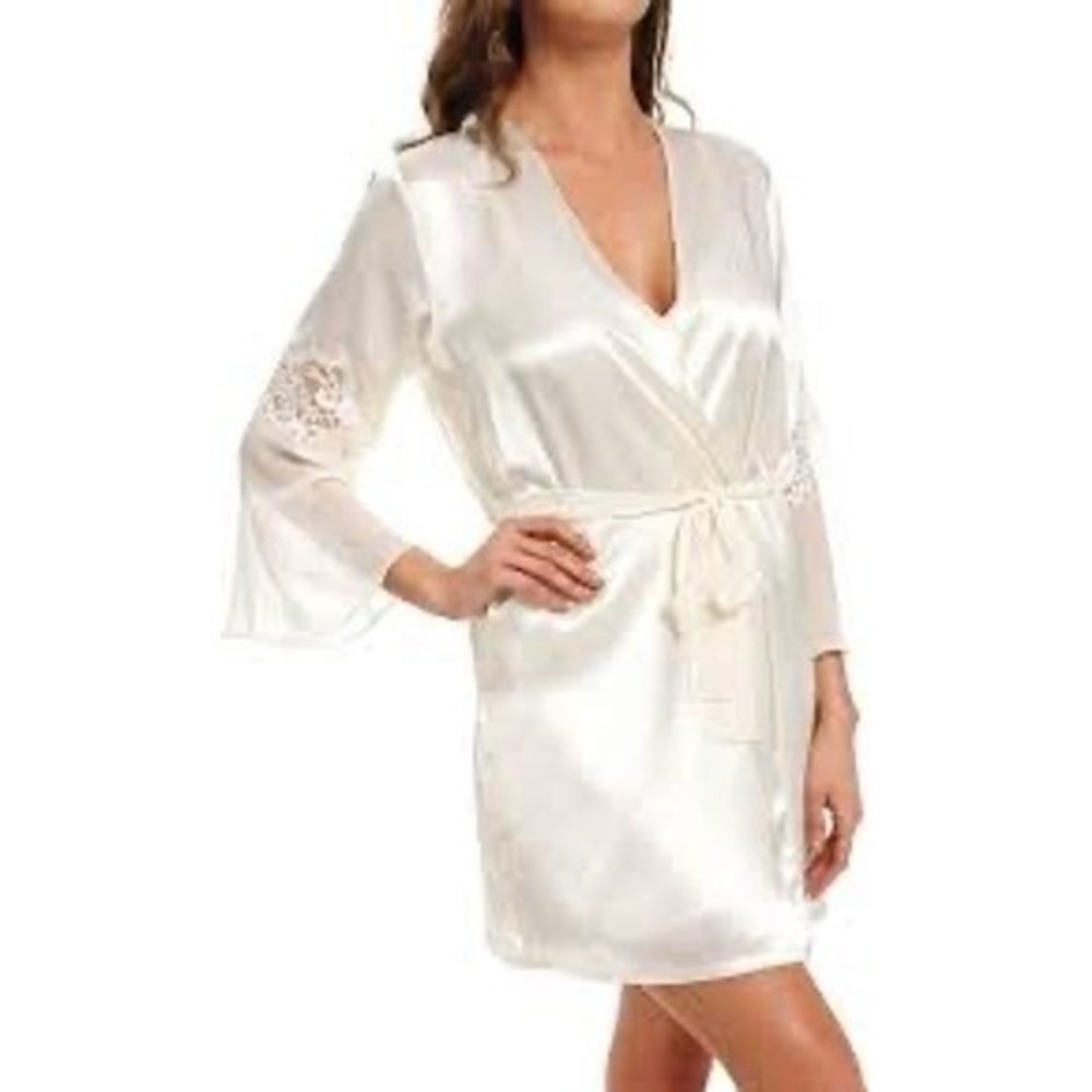Oscar de la renta pink label‎ white brides robe bell sleeves women's size large